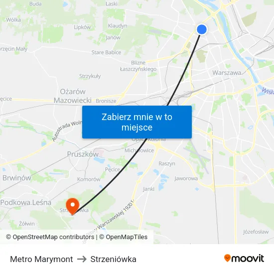 Metro Marymont to Strzeniówka map