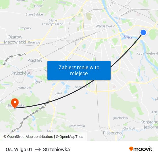 Os. Wilga 01 to Strzeniówka map