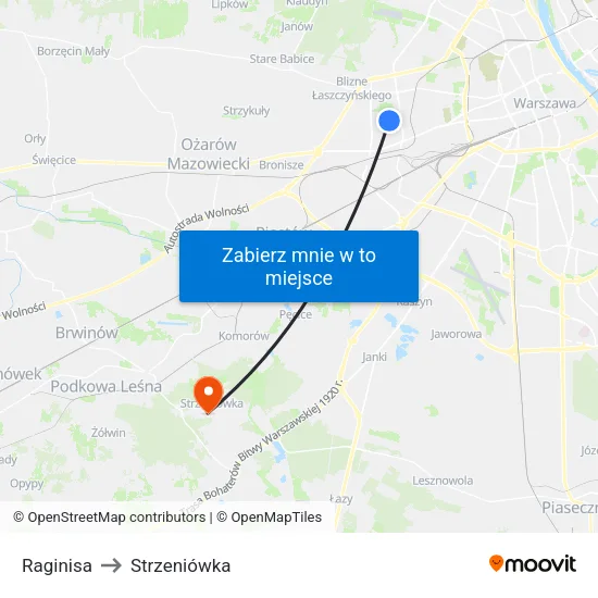 Raginisa to Strzeniówka map