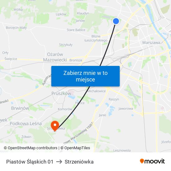 Piastów Śląskich 01 to Strzeniówka map