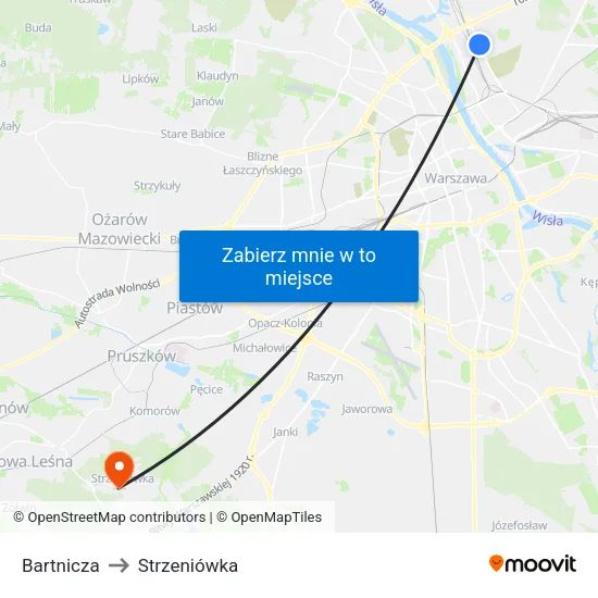 Bartnicza to Strzeniówka map