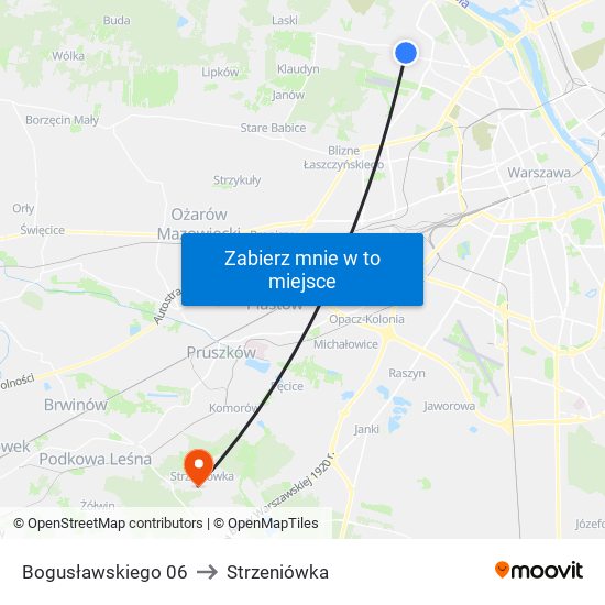 Bogusławskiego 06 to Strzeniówka map