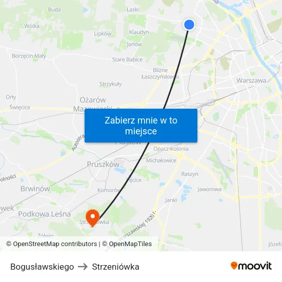 Bogusławskiego to Strzeniówka map