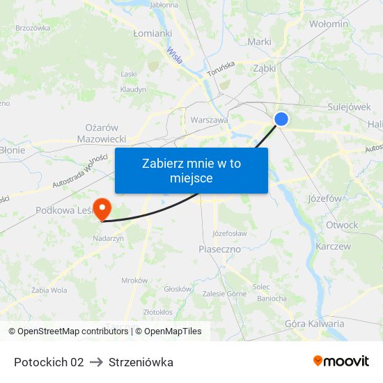 Potockich to Strzeniówka map