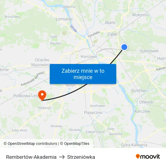 Rembertów - Akademia to Strzeniówka map