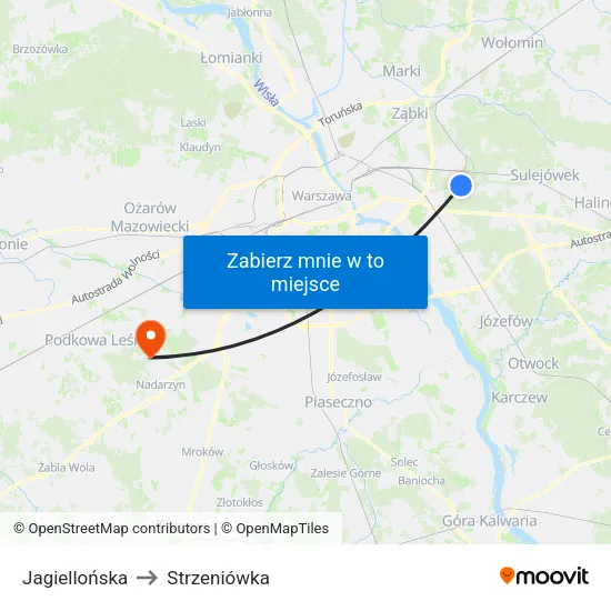 Jagiellońska to Strzeniówka map