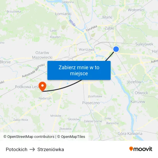 Potockich to Strzeniówka map