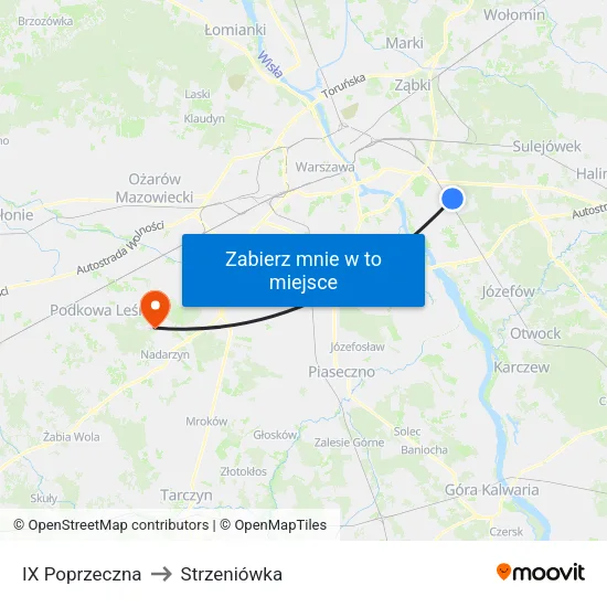 IX Poprzeczna to Strzeniówka map