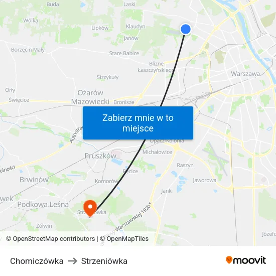 Chomiczówka to Strzeniówka map