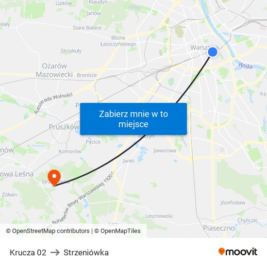 Krucza to Strzeniówka map