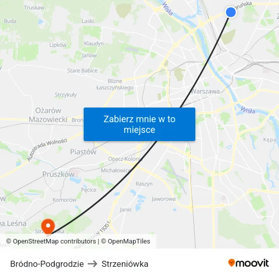 Bródno - Podgrodzie to Strzeniówka map