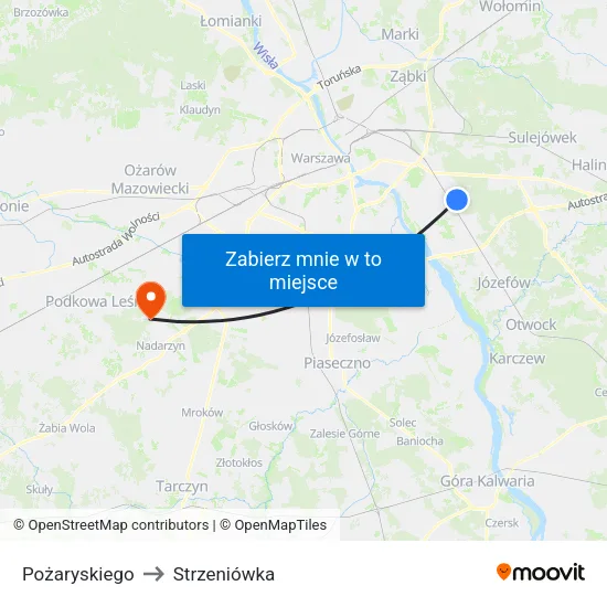 Pożaryskiego to Strzeniówka map
