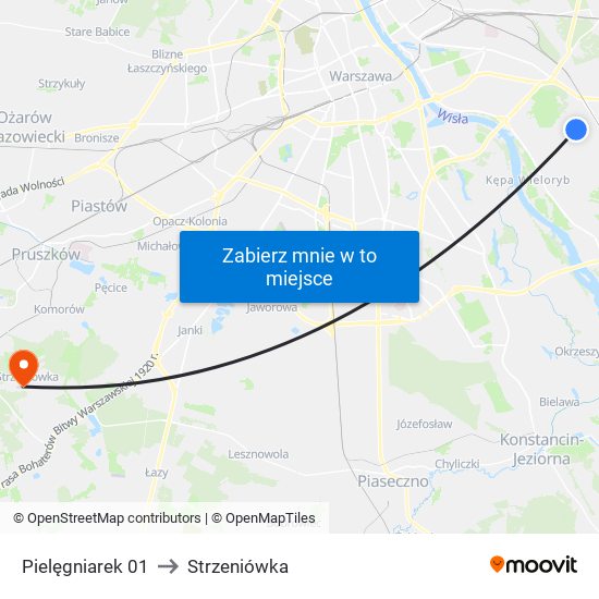 Pielęgniarek to Strzeniówka map