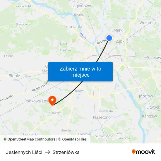 Jesiennych Liści to Strzeniówka map