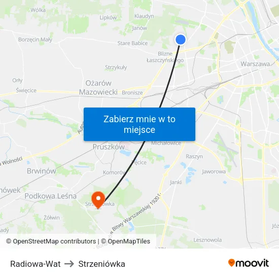 Radiowa - WAT to Strzeniówka map