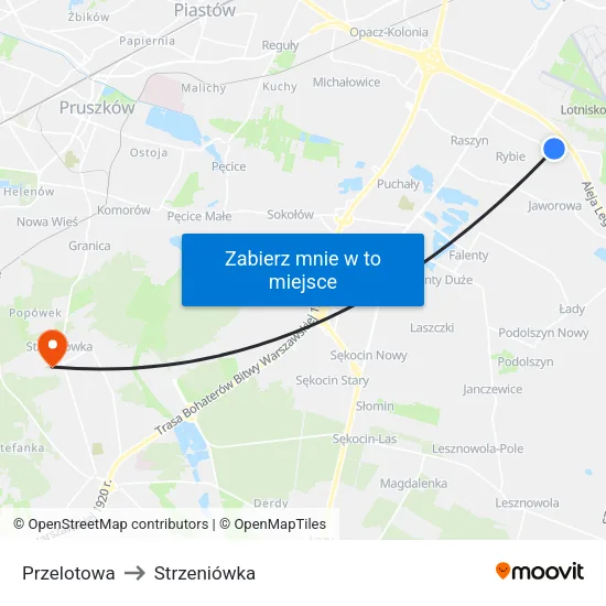 Przelotowa to Strzeniówka map