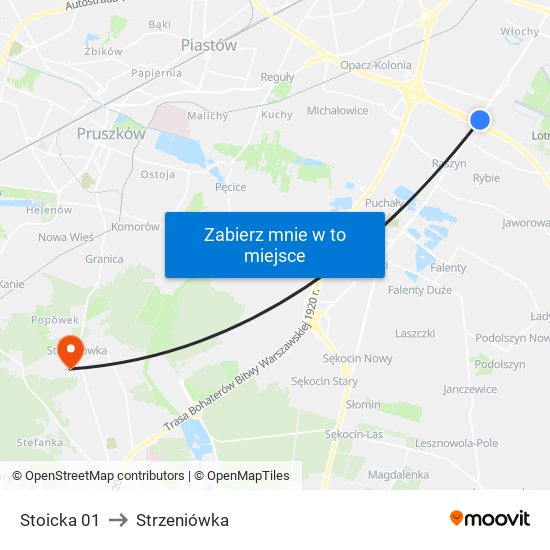 Stoicka 01 to Strzeniówka map