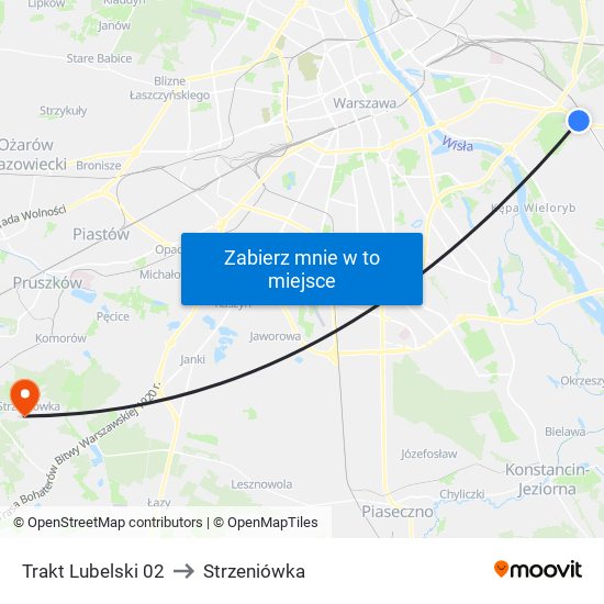 Trakt Lubelski 02 to Strzeniówka map