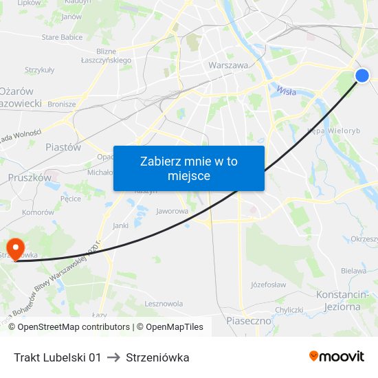 Trakt Lubelski 01 to Strzeniówka map