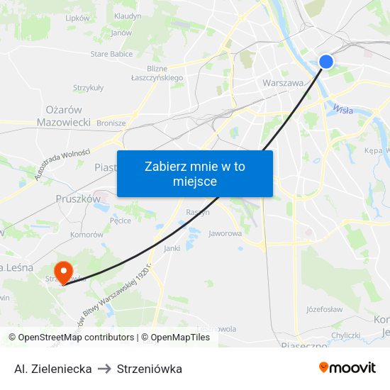 Al. Zieleniecka to Strzeniówka map