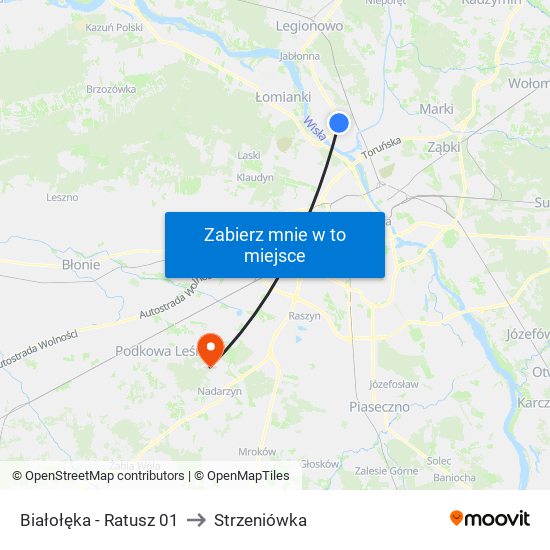 Białołęka - Ratusz 01 to Strzeniówka map