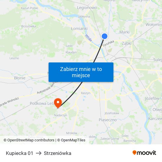 Kupiecka to Strzeniówka map