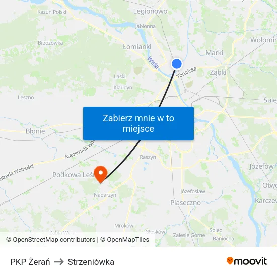 PKP Żerań to Strzeniówka map