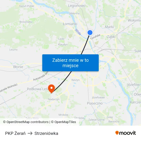 PKP Żerań to Strzeniówka map