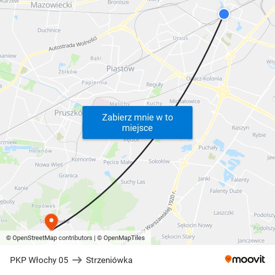 PKP Włochy 05 to Strzeniówka map