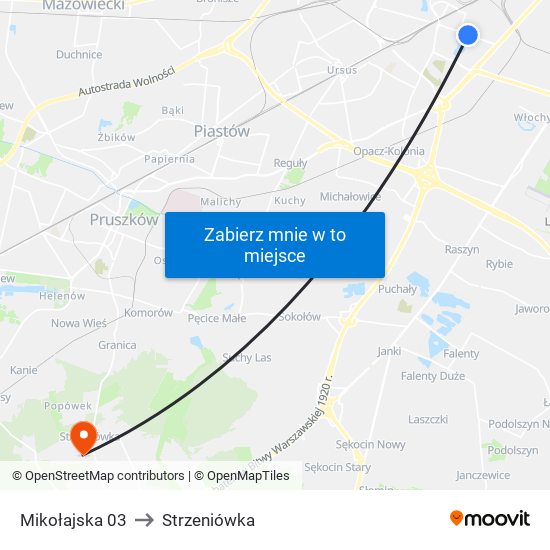 Mikołajska 03 to Strzeniówka map