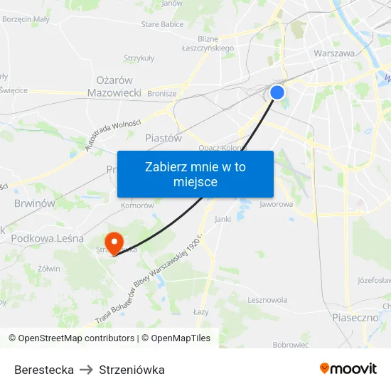 Berestecka to Strzeniówka map
