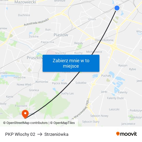 PKP Włochy 02 to Strzeniówka map