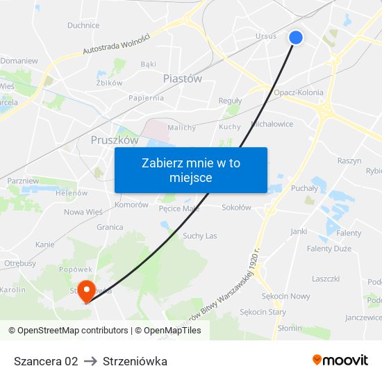 Szancera 02 to Strzeniówka map