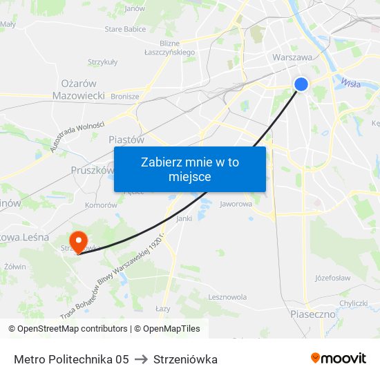 Metro Politechnika 05 to Strzeniówka map