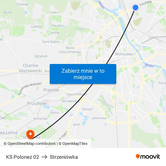 KS Polonez to Strzeniówka map