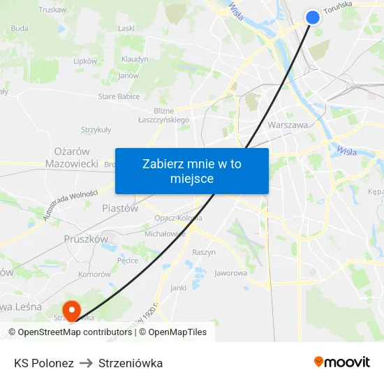KS Polonez to Strzeniówka map