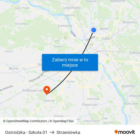 Ostródzka-Szkoła to Strzeniówka map