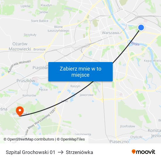 Szpital Grochowski to Strzeniówka map