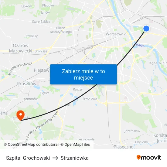 Szpital Grochowski to Strzeniówka map