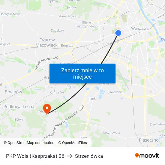 PKP Wola (Kasprzaka) 06 to Strzeniówka map