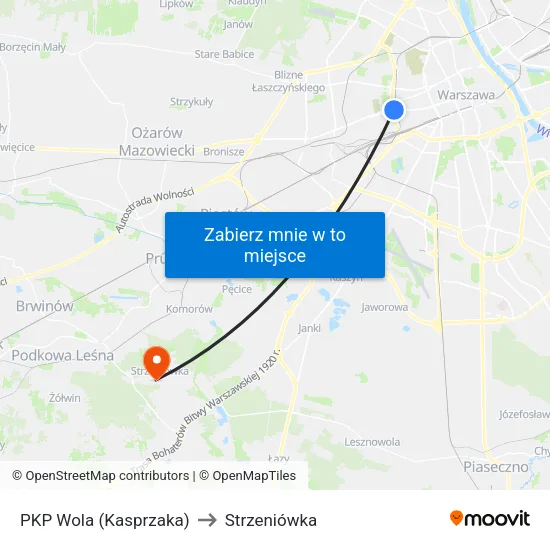 PKP Wola (Kasprzaka) to Strzeniówka map