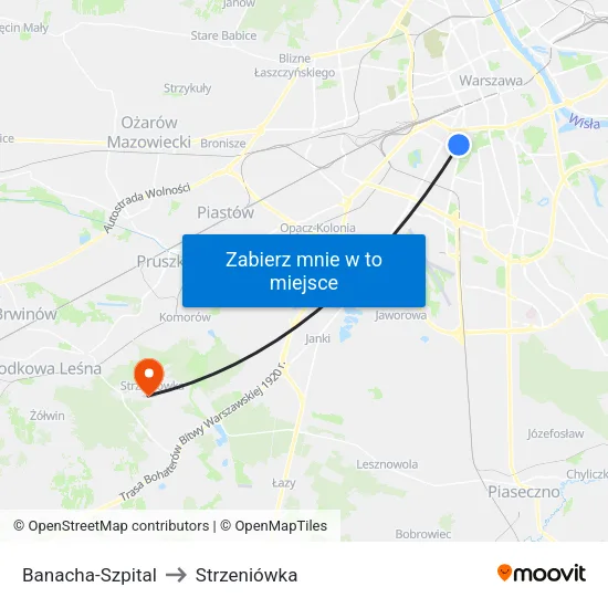 Banacha - Szpital to Strzeniówka map