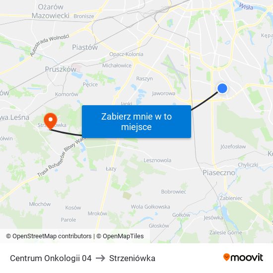 Centrum Onkologii 04 to Strzeniówka map