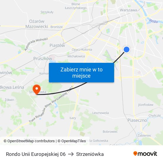 Rondo Unii Europejskiej to Strzeniówka map