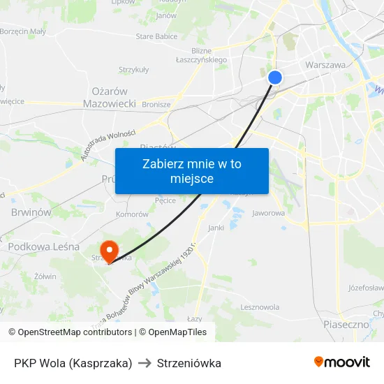 PKP Wola (Kasprzaka) to Strzeniówka map