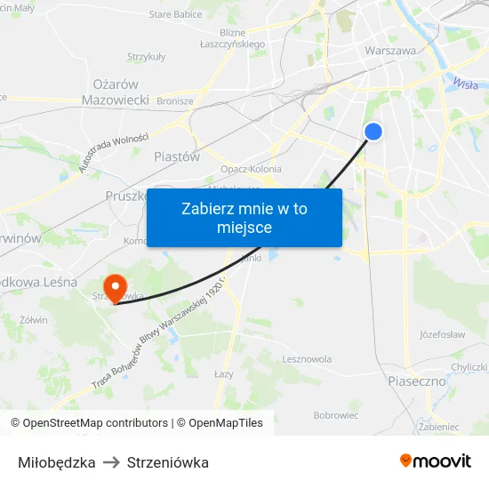 Miłobędzka to Strzeniówka map
