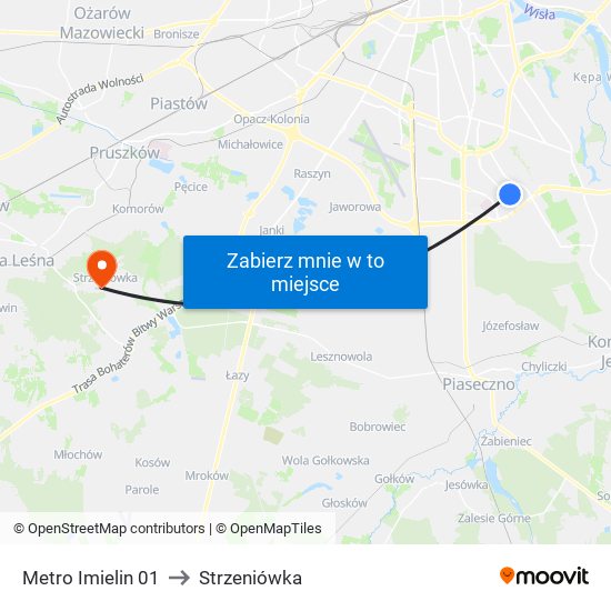 Metro Imielin to Strzeniówka map