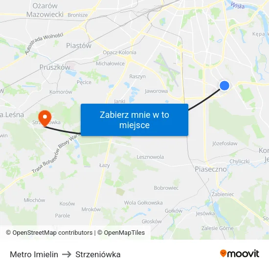 Metro Imielin to Strzeniówka map