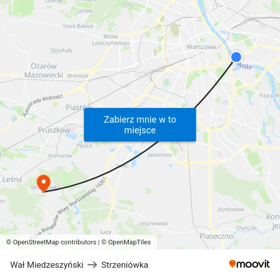 Wał Miedzeszyński to Strzeniówka map