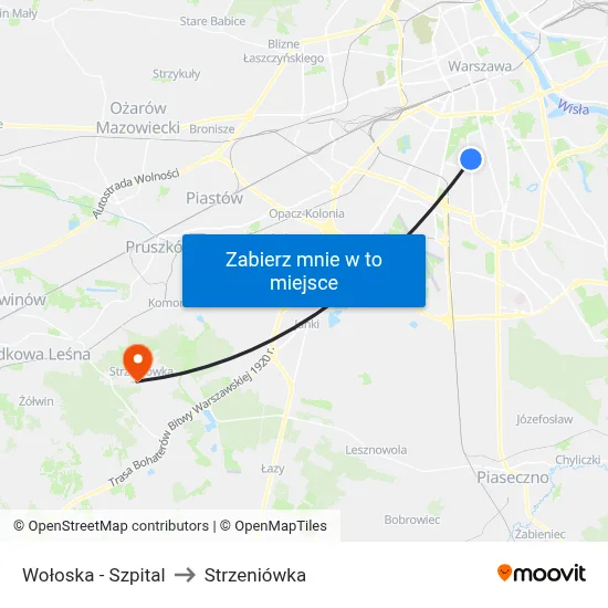 Wołoska - Szpital to Strzeniówka map